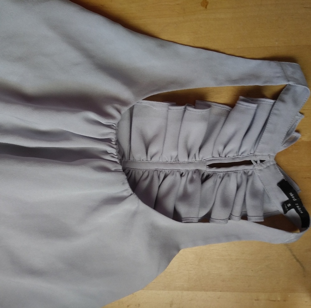 Grey flowy chiffon blouse